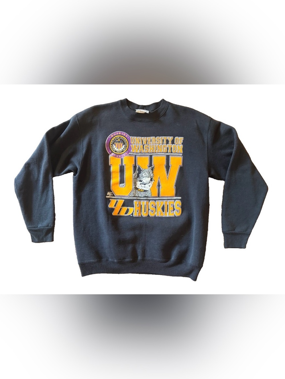 Vintage 90s UW Huskies Crewneck Pullover Sweatshirt Unisex Large
